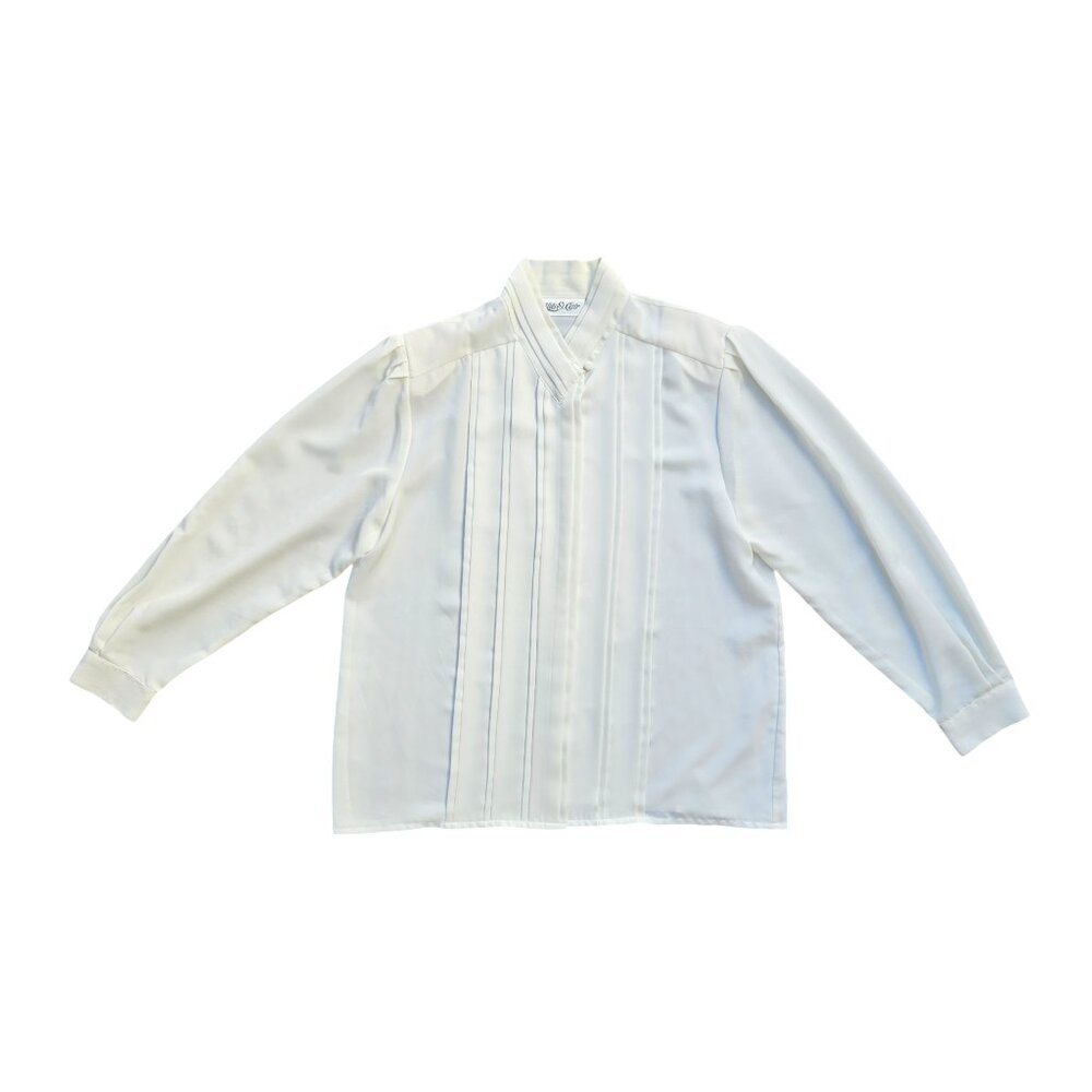 Vintage 1980 Yves St. Clair White Button Up Blouse - Women's Size 16 (Large)